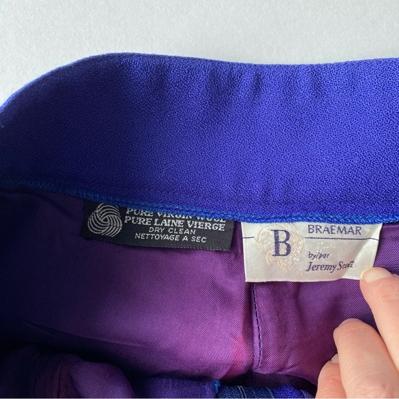 Vintage High Waisted Wool Trousers - Electric Blue - Picture 8 of 13